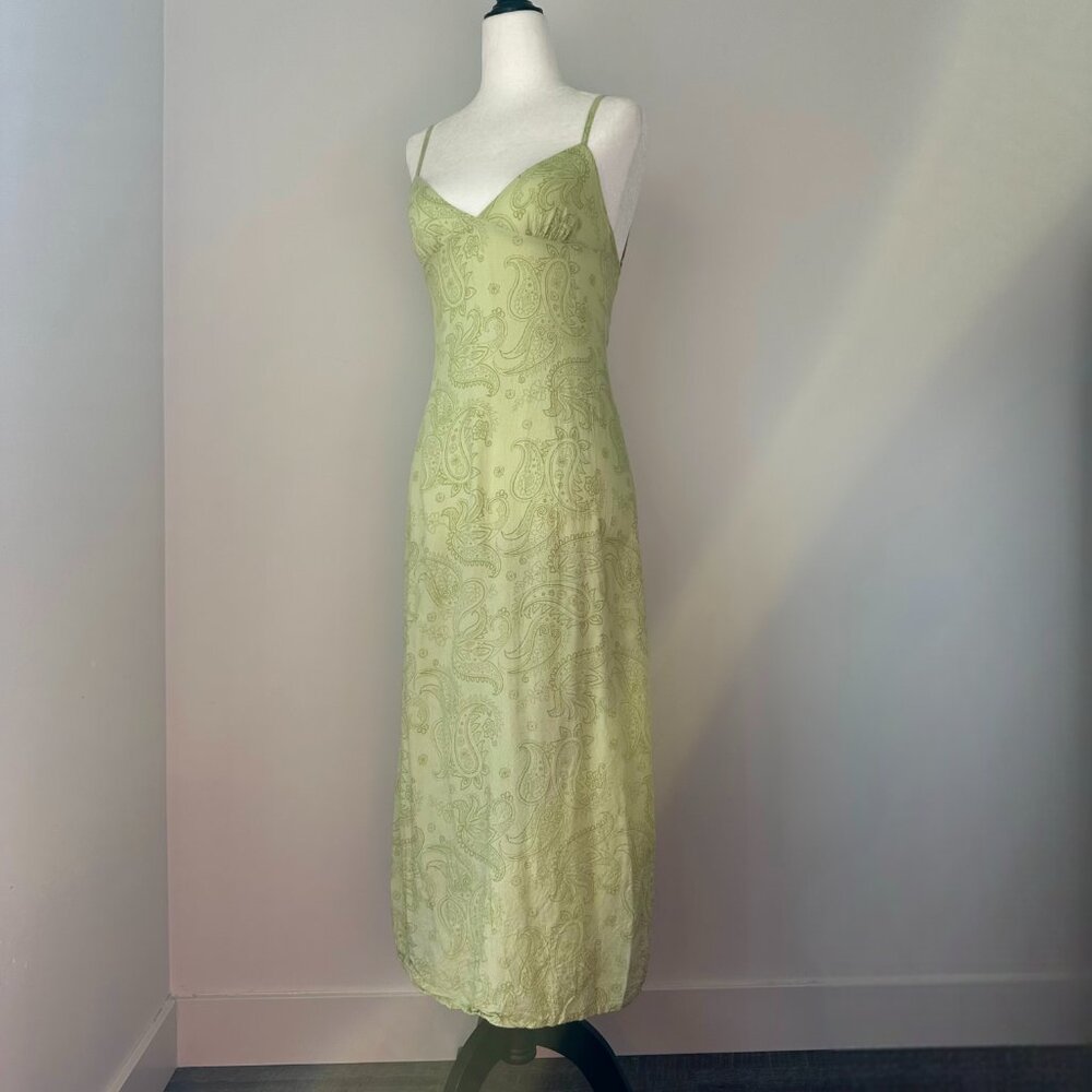 🍋‍🟩 Motel Rocks Sastra Retro Paisley Lime Vintage Inspired Midi Slip Dress - Picture 9 of 10